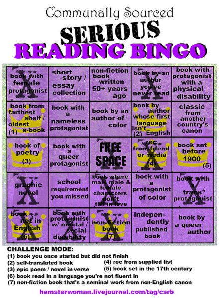 Reading Bingo serious Reading Bingo serious